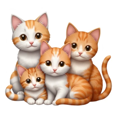 3 tiny kittens cuddling together all different colours, the first one is grey and white, the second is ginger and white and the third is brown tabby and white sticker