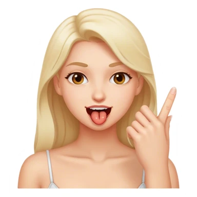 Emoji coqueto mordiéndose un dedo sticker