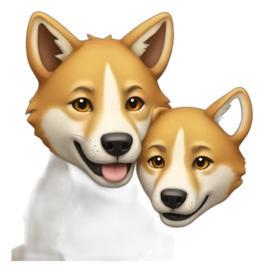 A dingo hugging a dingo pup sticker