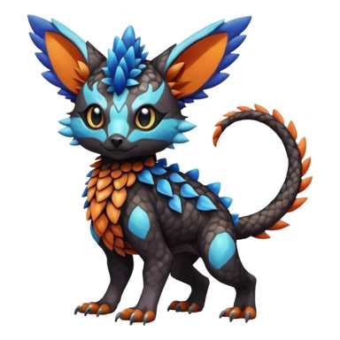 Cute cool realistic colorful exotic Trico-Protogen-Fakémon-Pokémon-Vernid-Fionbri-hybrid-creature dark (full body) sticker