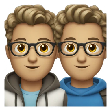 Brunette white boy with blue eyes with glasses sticker