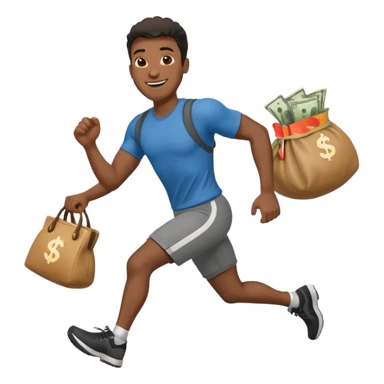 Black Man running with moneybag 💰 sticker