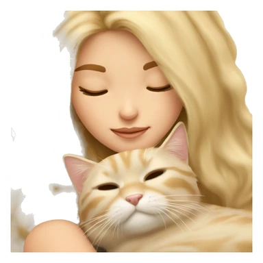 Pretty blonde girl sleeping with her beige main coon cat sticker