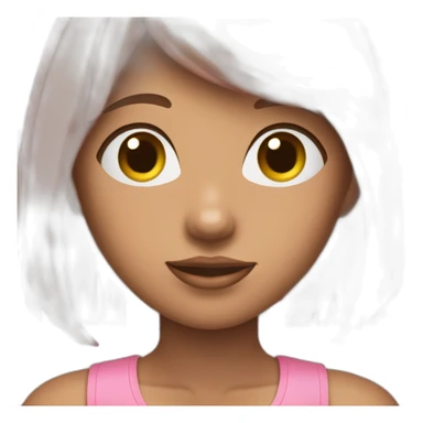 cute girl with long, straight rose hair with fringe and with brown eyes and wearing pink tank top sticker