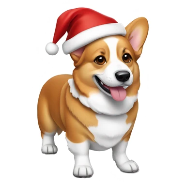Corgi wearing Santa hat sticker