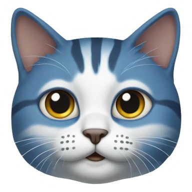 Cat with blue far without ears sticker