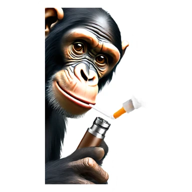 Chimpanzee hitting a vape mod sticker