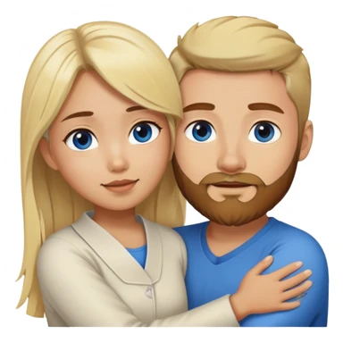 Asian girl hugged by blonde guy with brown beard and blue eyes sticker