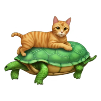 Cat on turtle on dog sticker