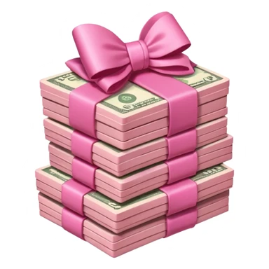 I want a stack of pink money with a bow on top  sticker