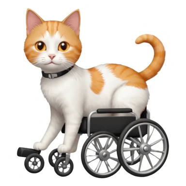 full body small short hair ginger and white cat with orange eyes walking in a wheelchair for cats sticker