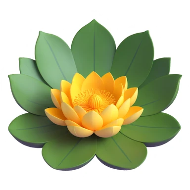 Detailed lotus flower with realistic lotus leaf - circular with characteristic notch, bowl-shaped with upturned edges and radial veining pattern sticker