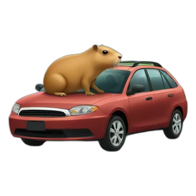 Capybara on a car sticker