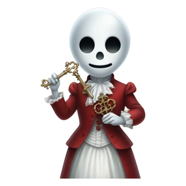 gost in Victorian dress elegant red full body, holding big key sticker