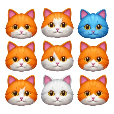 6 different colour cats only 1 orange sticker