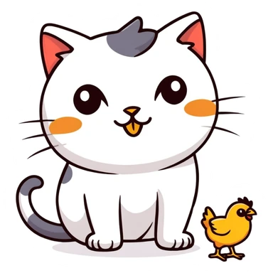 Cat with chicken in its eye sticker