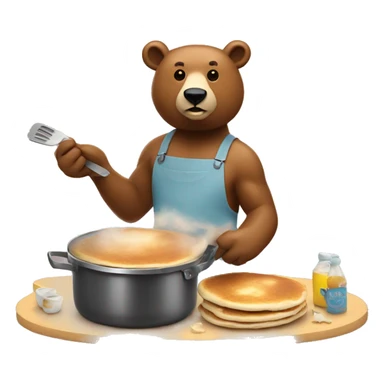 bear cooking pancakes sticker