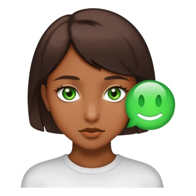 brown short haired girl with green eyes sticker