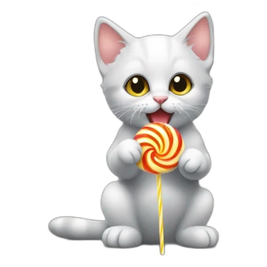 kitten eating a lolipop sticker