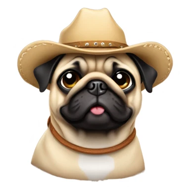 Pug wearing a cowboy hat sticker