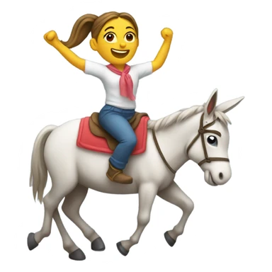 American dancing with ponytail riding donkey sticker