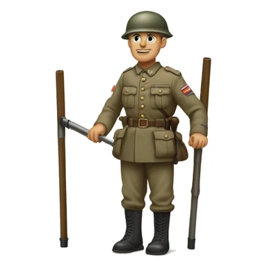 disabled ww1 soldie with amputation on crutches sticker