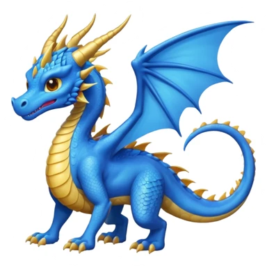 Hydra emoji – full body, blue dragon-like creature, 3 heads, wings, 4 legs, tail, slight side angle, cute emoji style, no background
 sticker