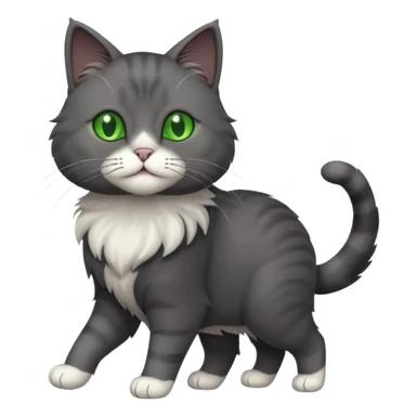 full body solid dark grey cat with green eyes, white paws and white whiskers walking sticker