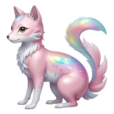 Multicolored sparkly shiny ethereal pastel iridescent light pale cute adorable pretty feminine elegant realistic floral exotic marble-Sakura-Falvie-Fionbri-Vernid-fursona, full body sticker
