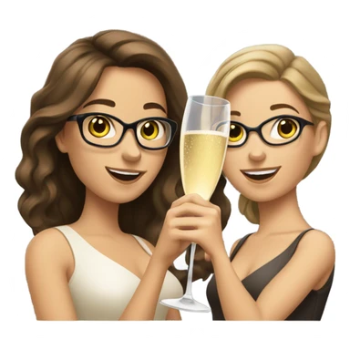 two caucasian brunette girls champagne sticker