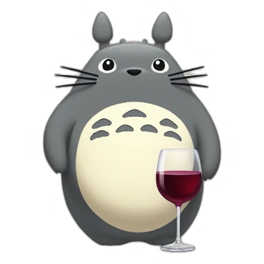 Totoro with a glass of wine sticker