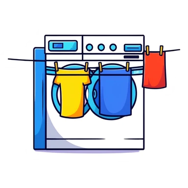 colorful laundry hanging on a line blowing in a summer breeze sticker