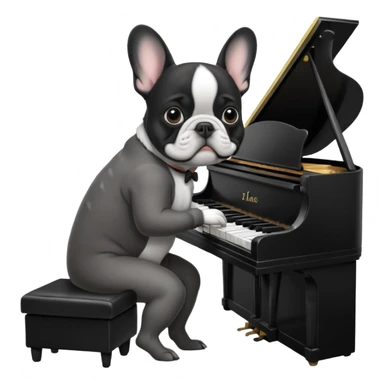 Frenchie playing the piano  sticker