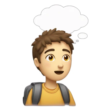 Student thinking with a thought bubble sticker