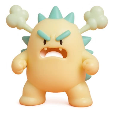 monster stomping its feet in anger, smoke coming from ears, spiky body sticker