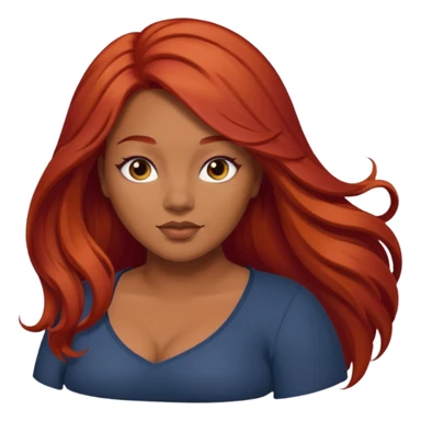 Plus size red hair brown face small eyes long hair sticker