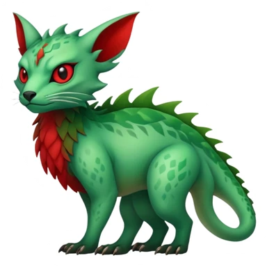 Cool Edgy Green Red ethereal badass Fionbri-Vernid-Trico-animal-creature full body sticker