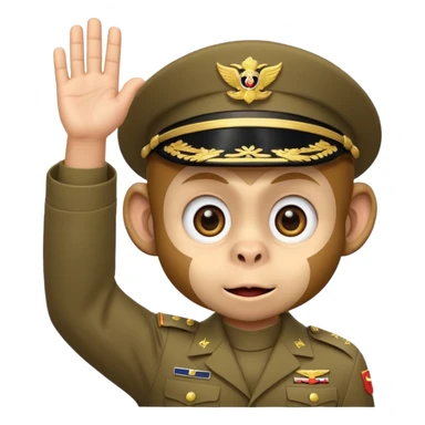 cute monkey face giving a military salute, clear gesture and big eyes, classic emoji style 🫡 sticker