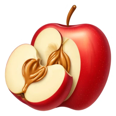 sliced apple with peanutbutter sticker