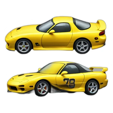 yellow rx-7 fd3s car sticker