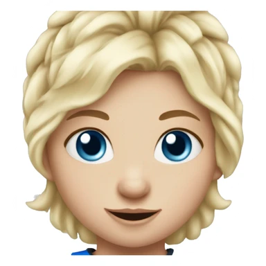 Baby girl with blond hair and blue eyes is playing ice hockey sticker