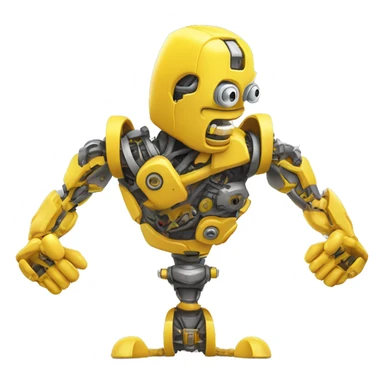 Flexing yellow mechanical cyborg bicep with shocks attached to arm sticker