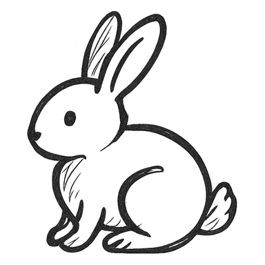 rabbit, minimalist black outline icon, no fill, simple lines sticker