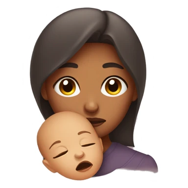 sad mother with newborn sticker