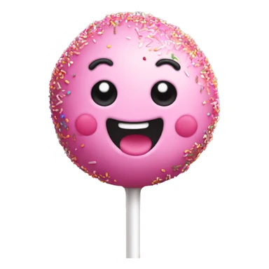 Pink cake pop with sprinkles happy face sticker