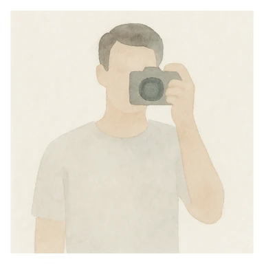 man taking a selfie with a camera, simple background sticker