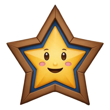 wooden wall picture frame of a star no eyes sticker