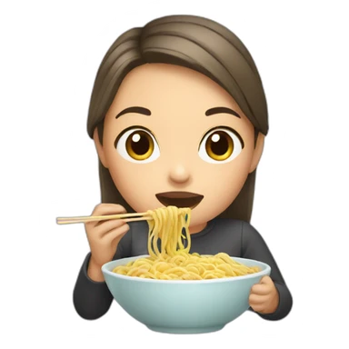 A girl eating noodles sticker