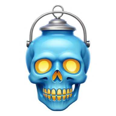 blue skull lantern sticker