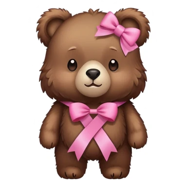 Bear wearing a pink ribbon sticker